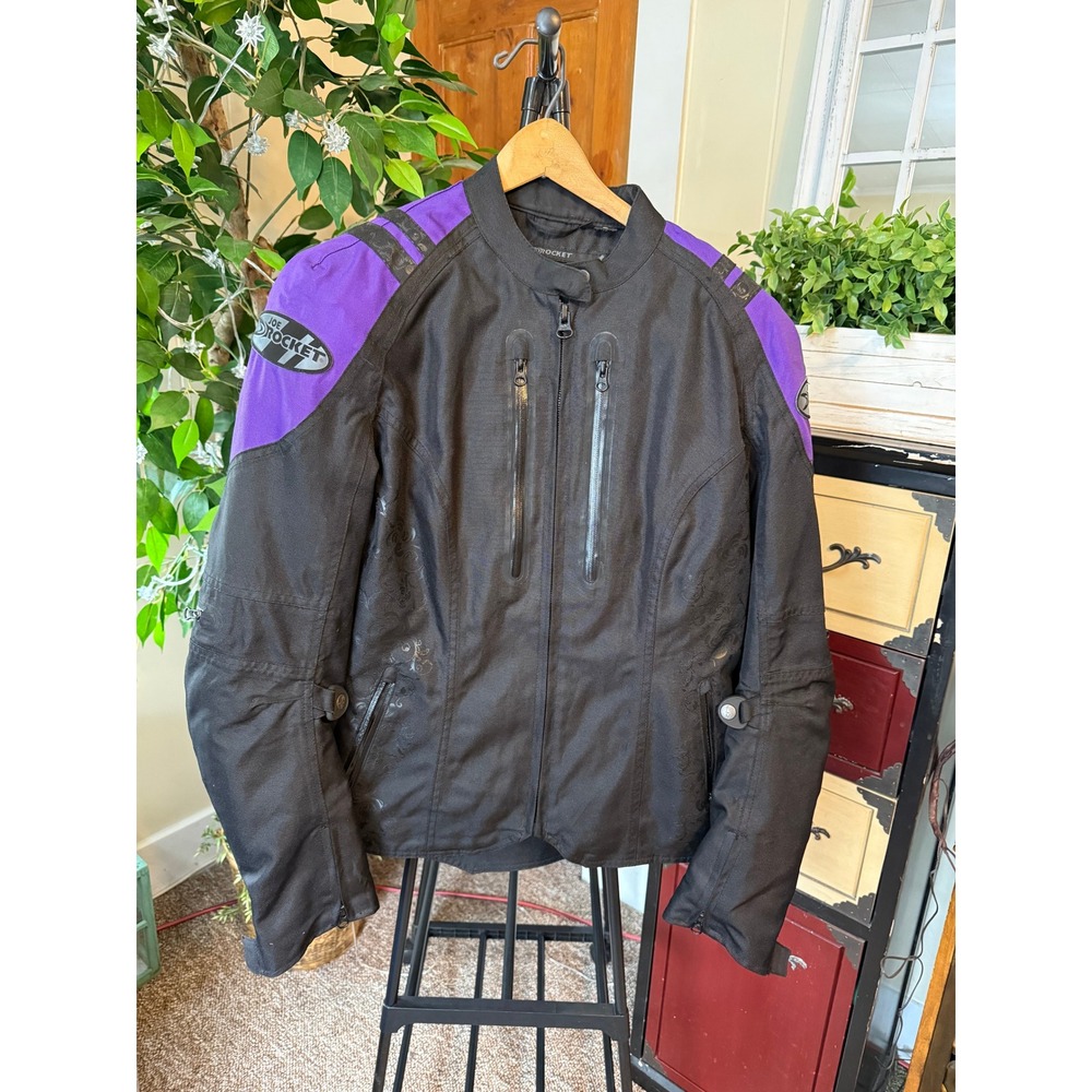 Joe Rocket Women's Motorcycle Jacket Black Purple Floral Armor Touring Size XL